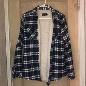 Blue and Red Fleece Lined Flannel